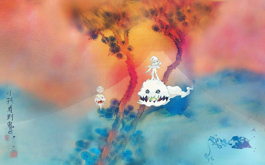 For Kids See Ghosts Kanye West & Kid Cudi Poster Art Print Wall Decor, capa do álbum Kanye West papel de parede HD