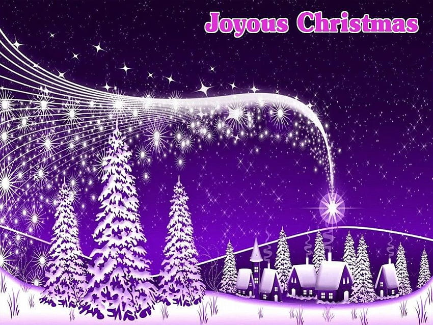 Joyeux Noël, joyeux, arbres, violet, noël Fond d'écran HD