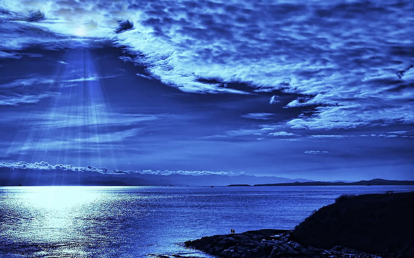 Nachtozean, Meereswellen in der Nacht HD-Hintergrundbild