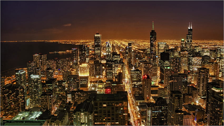 Chicago Elegante Skyline von Chicago - Chicago - & Hintergrund, Chicago Night HD-Hintergrundbild