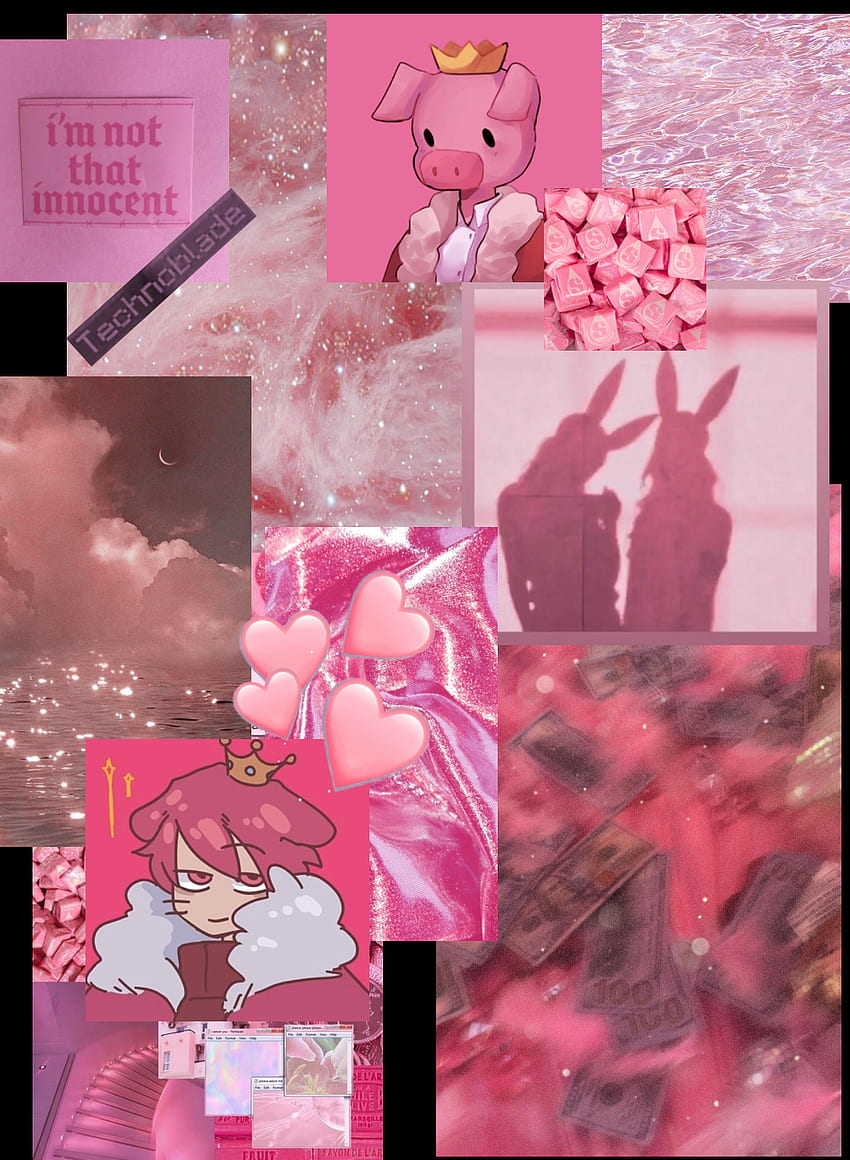Technoblade - collage - - pink - minecraft. Mc , iphone cute, Aesthetic iphone HD phone wallpaper