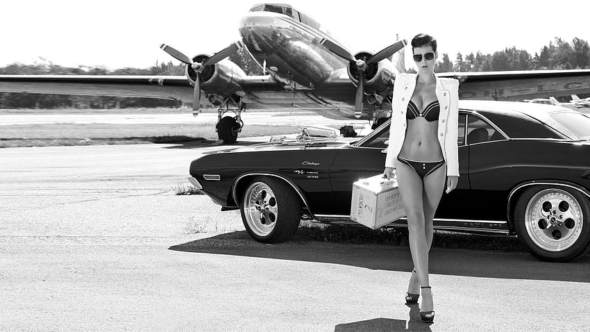 Dodge Challenger kobiety muscle cars model czarny samolot | | 29268 | W GÓRĘ Tapeta HD