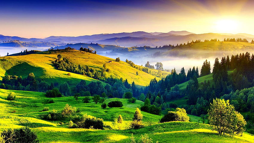 result for most beautiful green mountain . Landscape , Sunrise landscape, Beautiful landscapes HD wallpaper