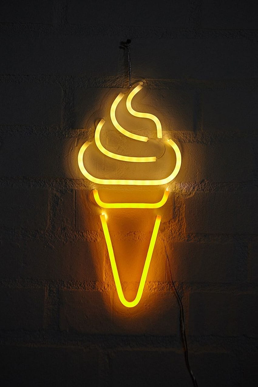 2019年のアイスクリームコーンLEDライト。ネオン、iPhone、LEDライト HD電話の壁紙