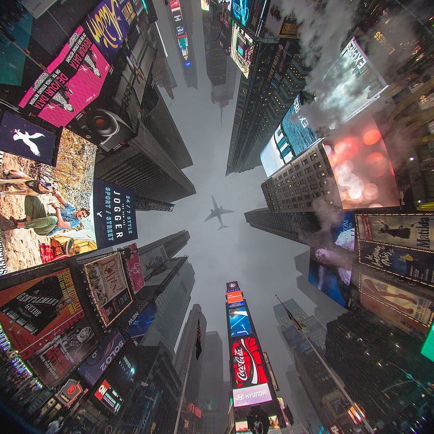 Time Square Winter Lookup, Andrew Thomas, grafia, 2016: Arte, Times Square Winter Papel de parede de celular HD