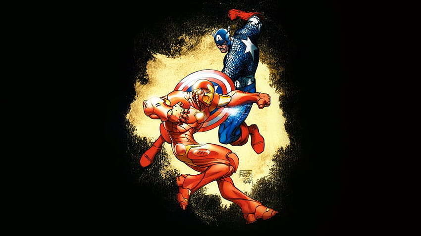 Captain America - Iron Man, pahlawan super, komik, Iron Man, Captain America, Marvel Comics, karakter Wallpaper HD