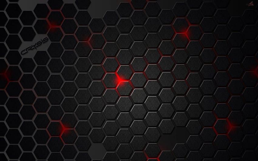Black And Red Hexagon HD wallpaper