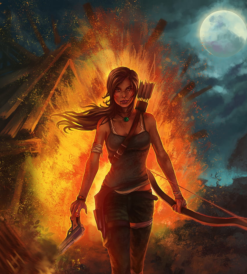 Tomb Raider, arciere, Lara Croft, videogioco, fan art Sfondo del telefono HD