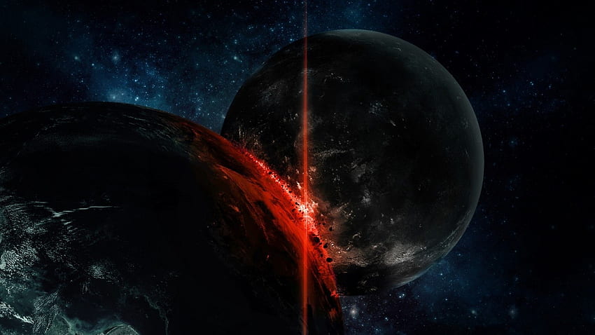 Planetary Collision, colliding planets, collision, impact HD wallpaper
