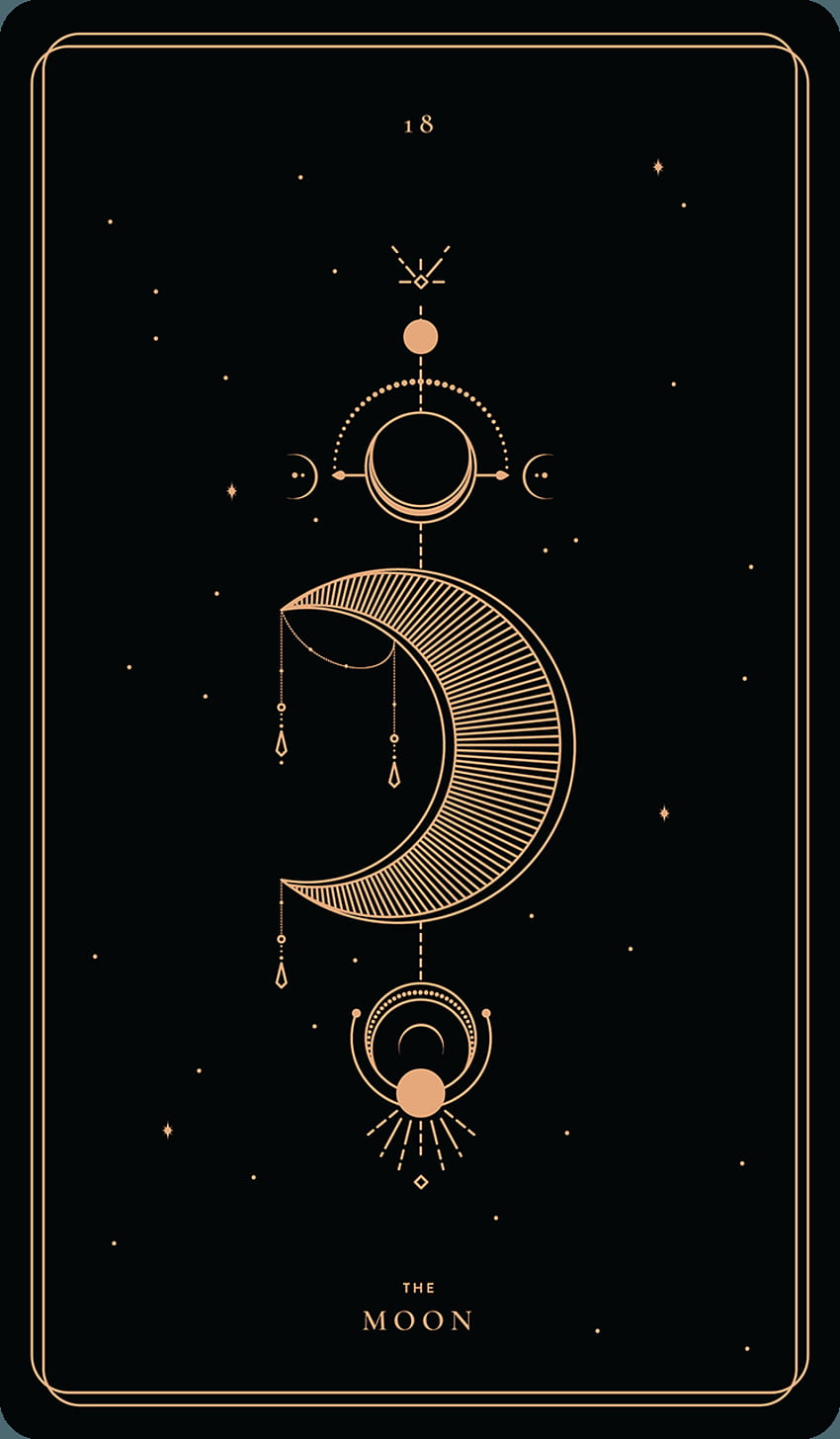 La luna. Arte de cartas del tarot, La carta del tarot de la luna, Cartas del alma fondo de pantalla del teléfono