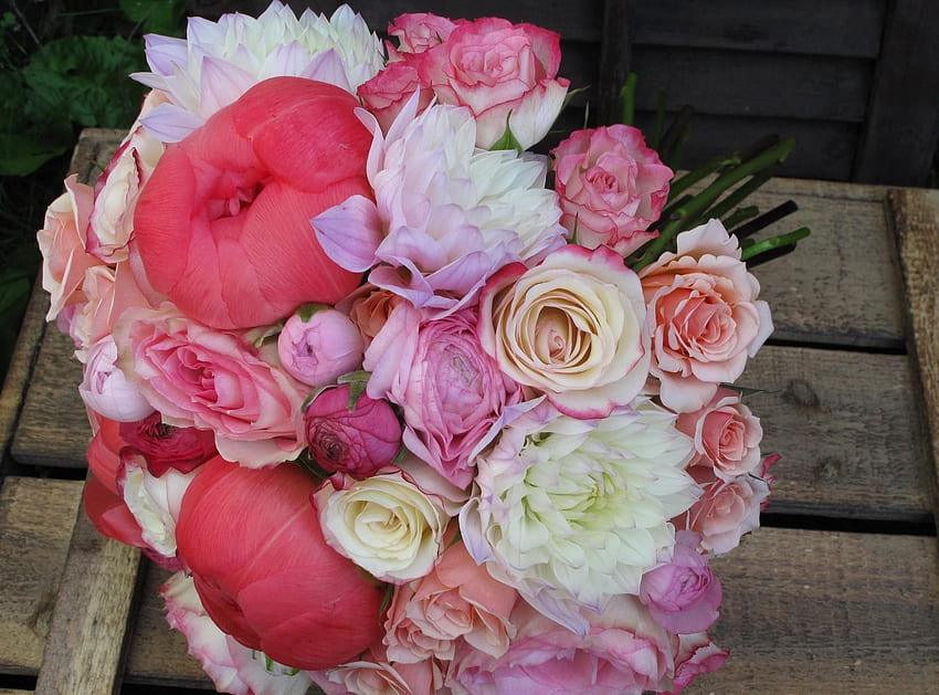 Fleurs, Roses, Chrysanthème, Bouquet, Renoncule, Renoncule, Tendresse Fond d'écran HD
