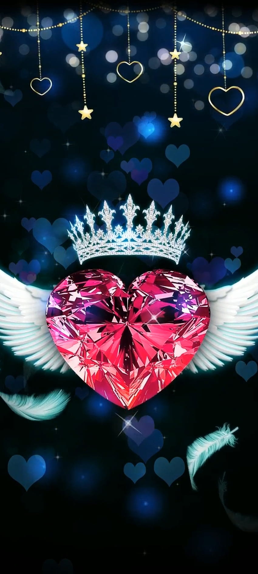 Glitter Gem Wing, amor, azul eléctrico, arte, diamante, lujo fondo de pantalla del teléfono