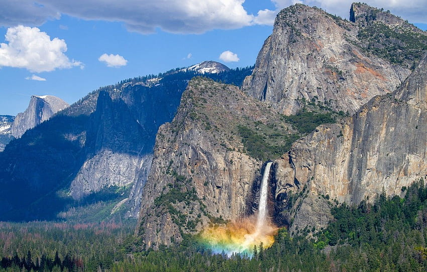 the sky, mountains, nature, waterfall, beauty, Yosemite, Yosemite National Park HD wallpaper