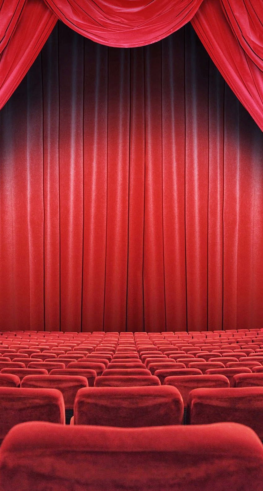 Teatr, Kino Teatr Teatr Backgrou. Kino, czerwone zasłony, siedzenia teatralne, scena teatralna Tapeta na telefon HD