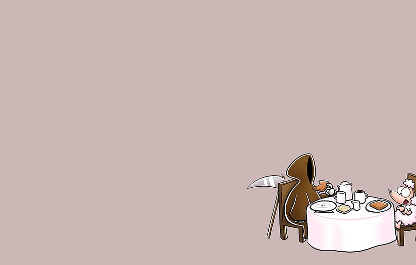 the tea party, Death, braid, Sheep for , section минимализм, Minimalist Tea HD wallpaper