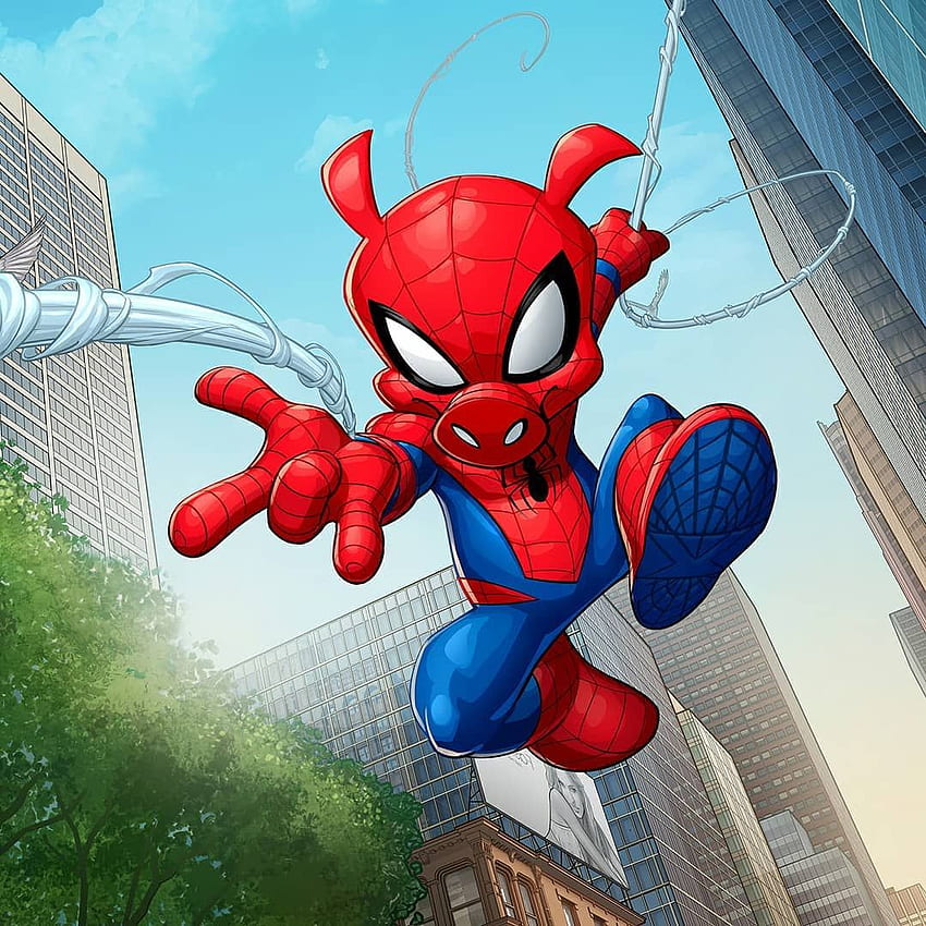 Patrick Brown auf Instagram: „Spider Ham! Hier sind einige weitere meiner Marvel-Arbeiten, die ich teilen darf. Wird S. Posten Erstaunlicher Spiderman, Spiderman-Kunst, Spiderman, Spinnenschinken Peter Porker HD-Handy-Hintergrundbild