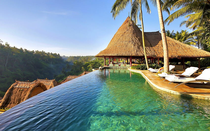 Manzara leri. Bali resort, Resort spa, Ağaç ev HD duvar kağıdı