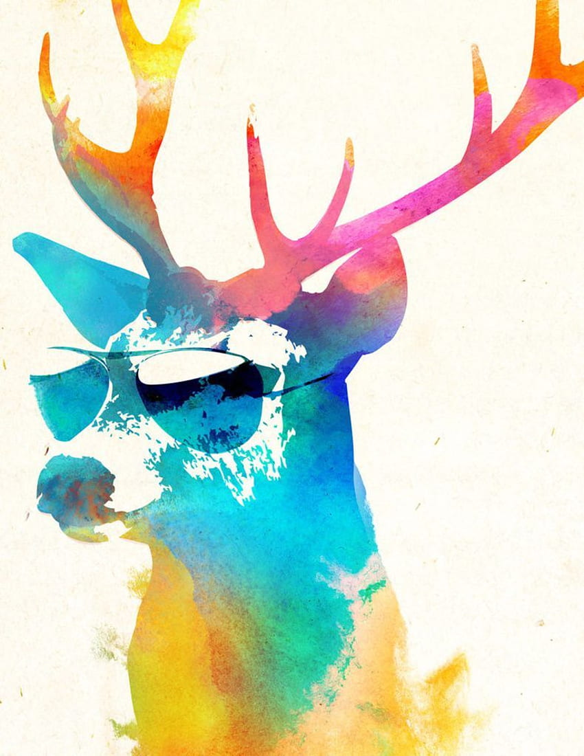 Sunny Stag Art Print by Robert Farkas - Numbered Edition from $24.9. Curioos in 2021. Art, Deer wall decal, Art prints, Colorful Deer HD phone wallpaper