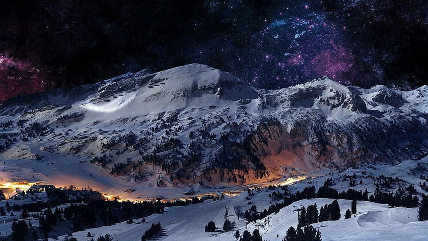 Graceful Winter Mountain Night PC and Mac HD wallpaper | Pxfuel