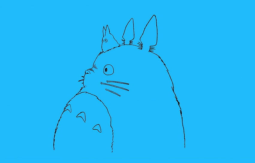 olhos, azuis, orelhas, totoro, Totoro para, Minimalist Totoro papel de parede HD