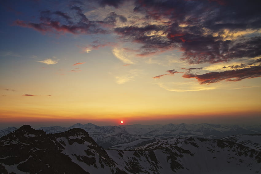 ธรรมชาติ พระอาทิตย์ตก ท้องฟ้า ภูเขา ดวงอาทิตย์ เมฆ Cordillera Cordilleras วอลล์เปเปอร์ HD