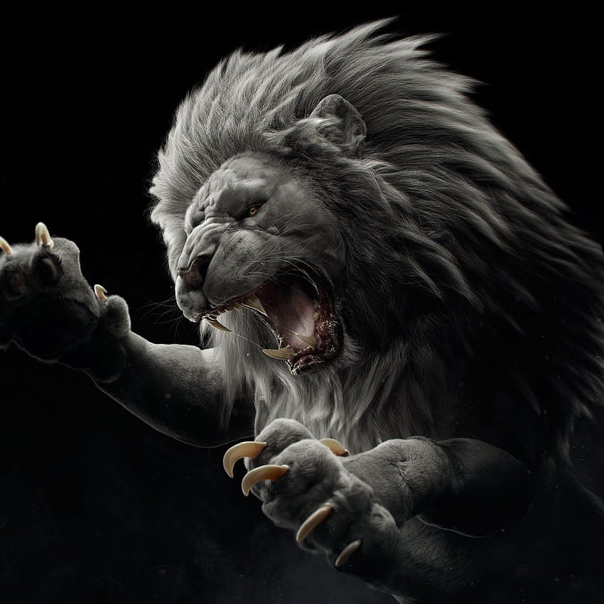 Zubehör: Löwenkunst Außergewöhnliche Fantasy-Löwenkunst, coole Löwenkunst HD-Handy-Hintergrundbild