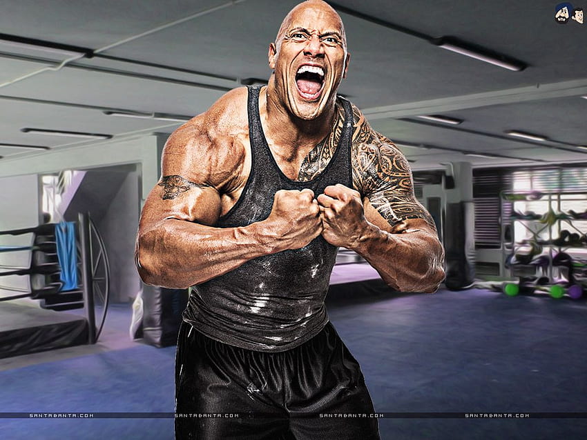 Angry Dwayne Johnson showing his biceps and triceps - Santabanta HD wallpaper