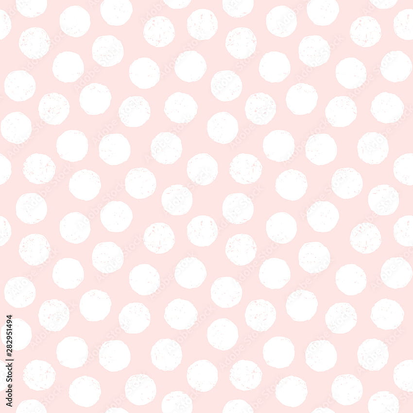 Latar belakang pastel mulus dengan titik-titik polka dalam warna merah jambu dan putih. Pola minimal yang lucu dengan overlay bertekstur untuk bayi, anak perempuan, kertas pembungkus kado, tekstil, . Stok Vektor, Cute Light Pink Pastel wallpaper ponsel HD
