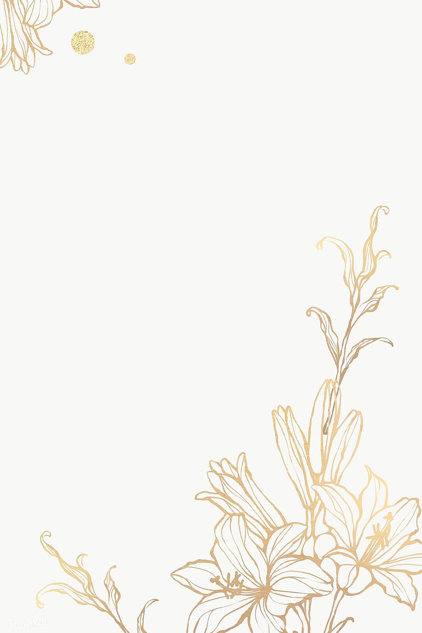 premium png of Gold floral outline on marble background 2019777. Flower background , Floral background, Flower frame png HD phone wallpaper