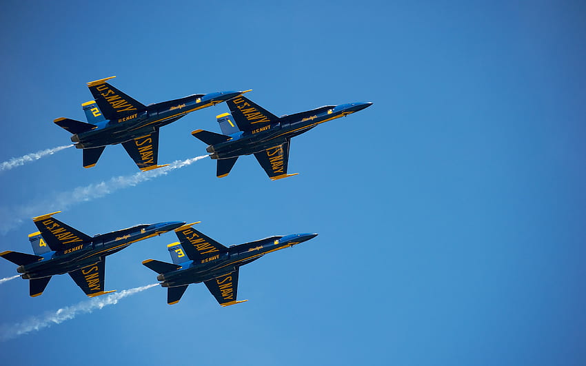 Blue angels, us navy, blue sky, aircrafts HD wallpaper
