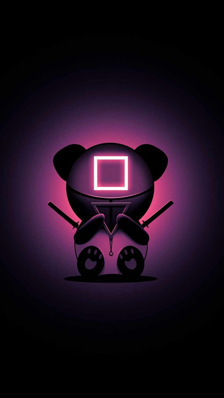Squid Game Cute Panda-, red, panda, black, purple HD phone wallpaper