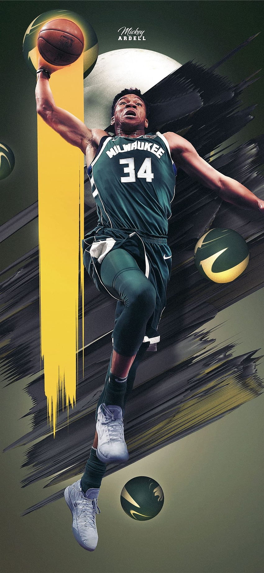 Giannis Milwaukee Bucks NBA Art wmcskills HD-Handy-Hintergrundbild