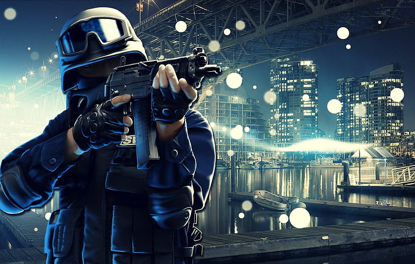 night, the city, weapons, shooting, swat for , section игры, Swat 4 HD wallpaper