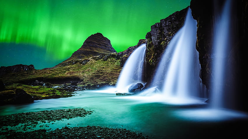 Kirkjufell, Aurora Borealis, Northern Lights, Iceland, Mountain, , Ultra HD wallpaper