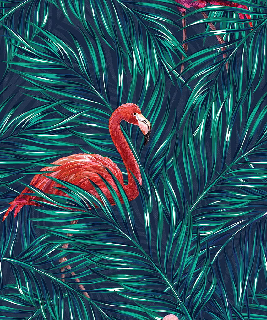 Fenicotteri tropicali • Audace mix Jungle di fenicotteri rosa • Milton & King, Blue Tropical Sfondo del telefono HD