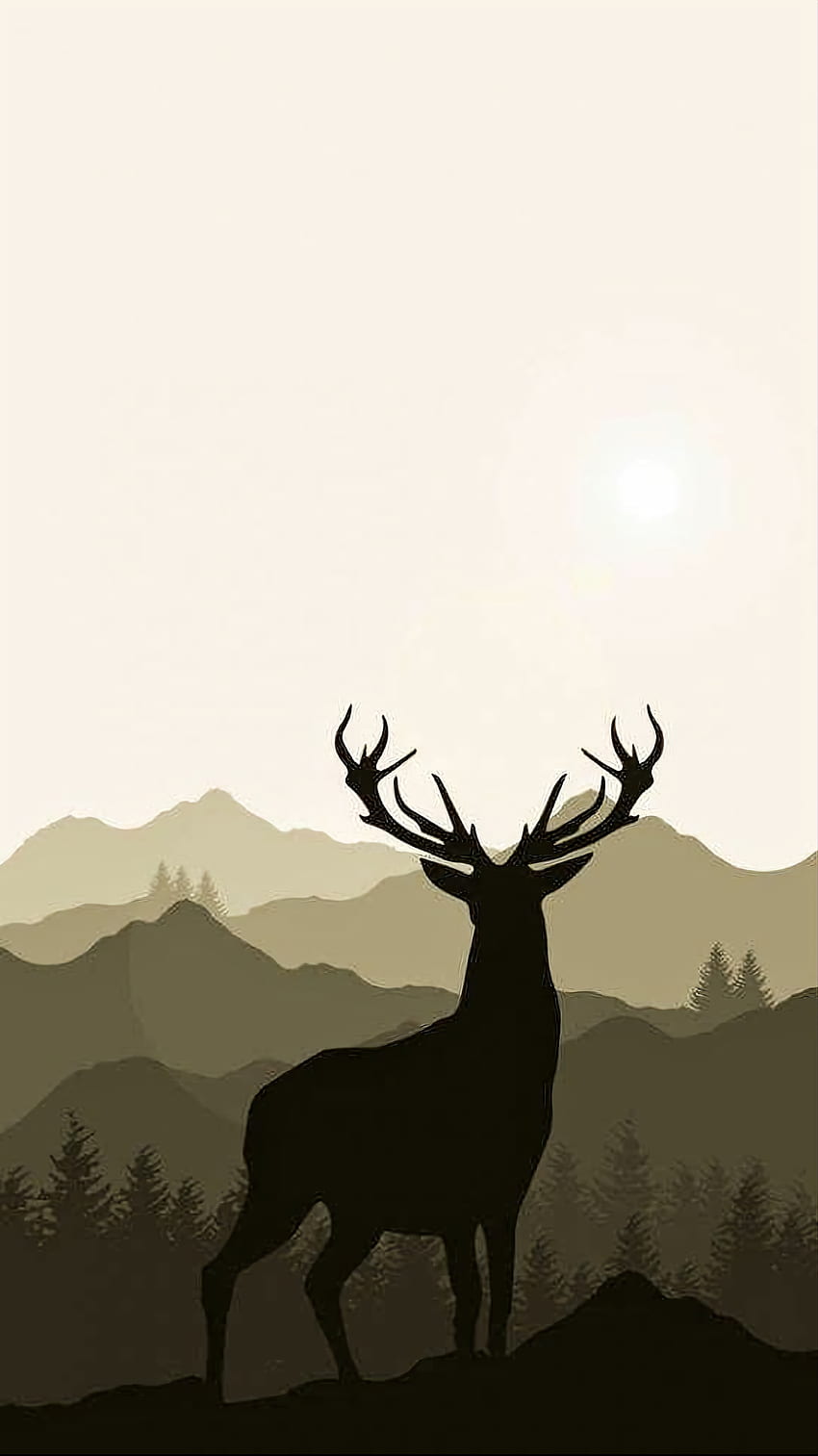 Animal, deer, sky, illustration HD phone wallpaper