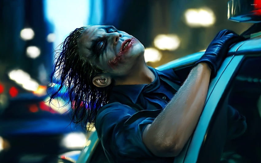 The Joker in a police car - The Dark Knight, Dark Night Movie HD wallpaper