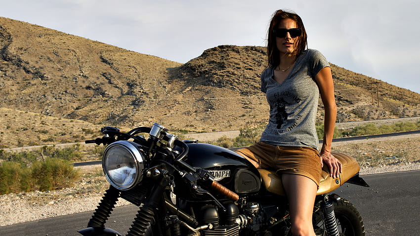 Cafe racer girl motorbikes motorcycles triumph women mobile iphone android and . HD wallpaper