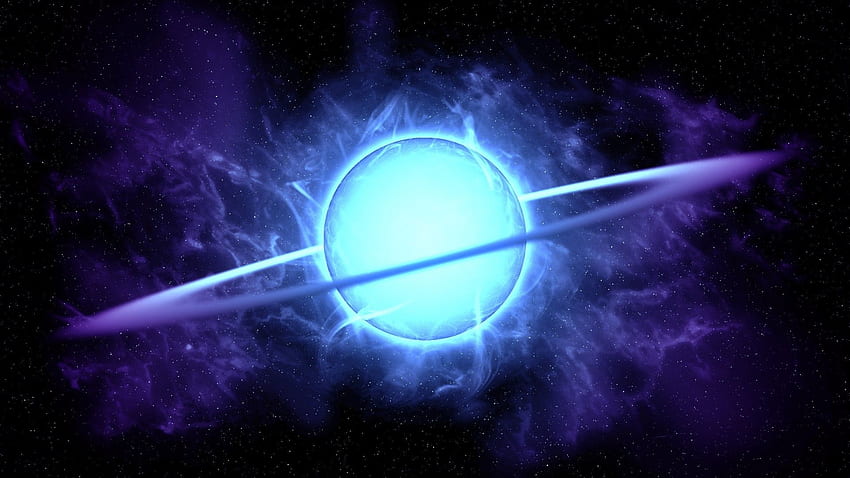 Ring System, Blue Planet, Nebula, Stars HD wallpaper