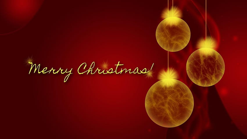 Merry Christmas Golden Ornaments, balls, gold, xmas, season, merry, abstract, christmas, red, ornament HD wallpaper