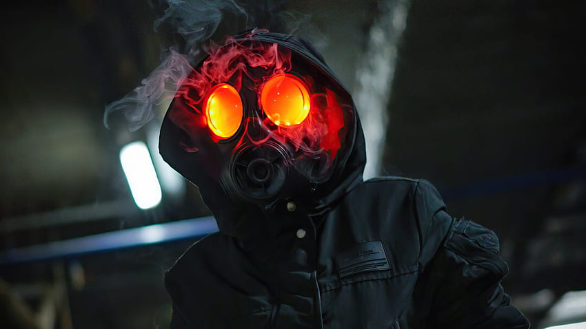 Dark Smoke Mask Hoodie Boy, Anime Boy mit Gasmaske HD-Hintergrundbild