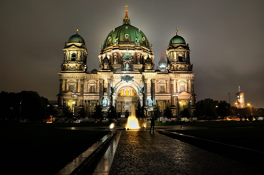ベルリン大聖堂、夜、ベルリン、r、大聖堂 高画質の壁紙