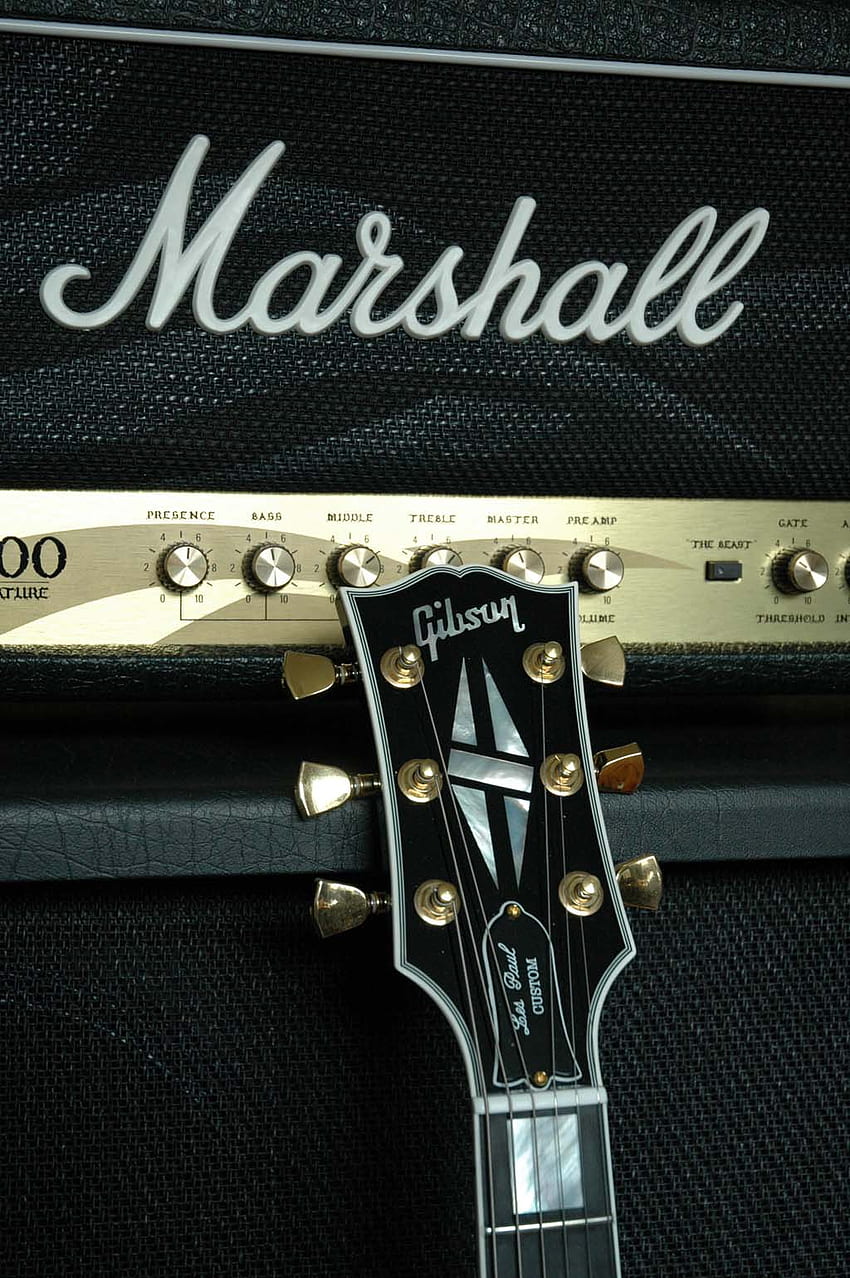 Guitarra y amplificador iPhone, Marshall fondo de pantalla del teléfono