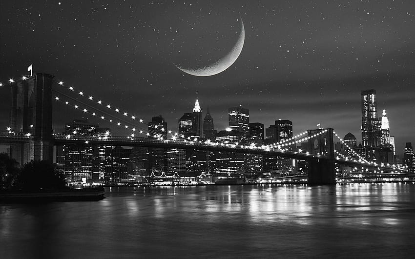 Brooklyn Bridge Black And White Best 23387, Dubai Black and White HD wallpaper