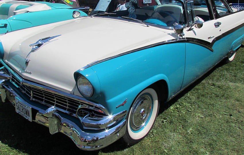 1956 Ford Crown Victoria, ford, klasik, 56, 1956, taç victoria, antika, havalı, araba şovu, gösteri arabası HD duvar kağıdı