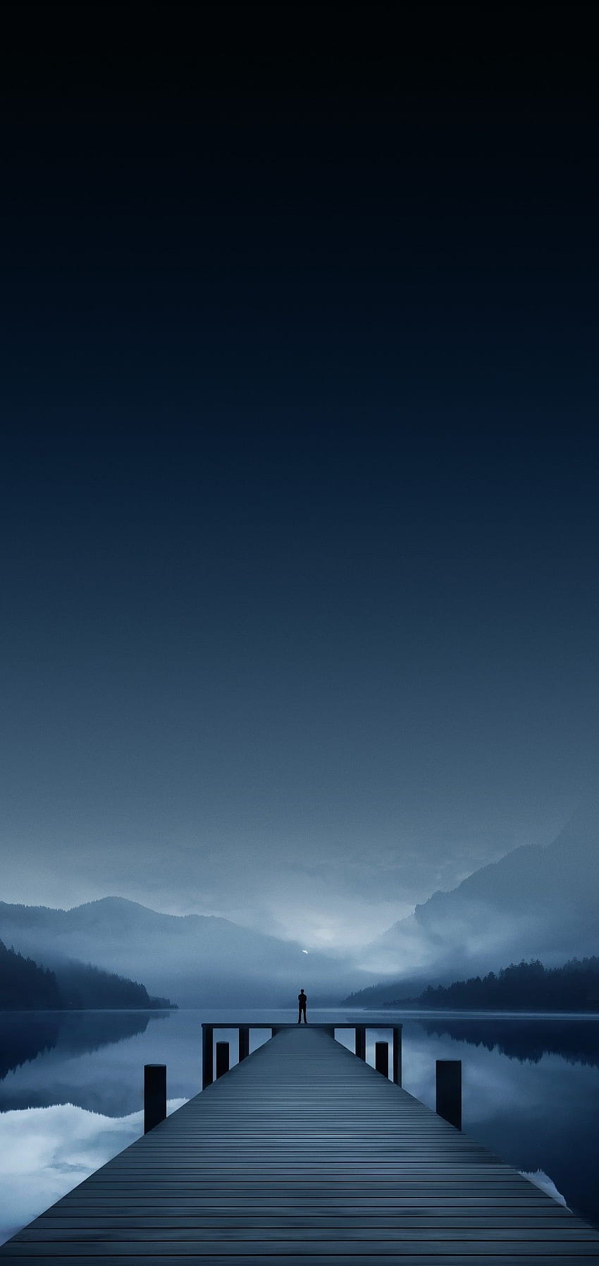 Noche, cielo, azul, océano, lago, niebla, limpio, galaxia, Samsung fondo de pantalla del teléfono
