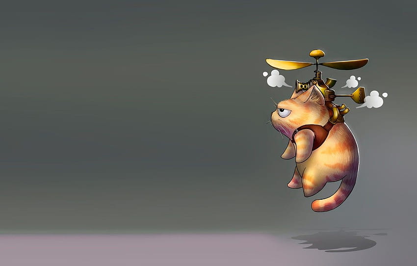 cat, minimalism, art, propeller, steampunk cats for , section минимализм HD wallpaper