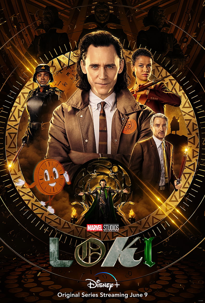 新しい Loki ポスターは、シリーズのキャラクターを誇示します (神秘的な漫画の時計を含む) HD電話の壁紙