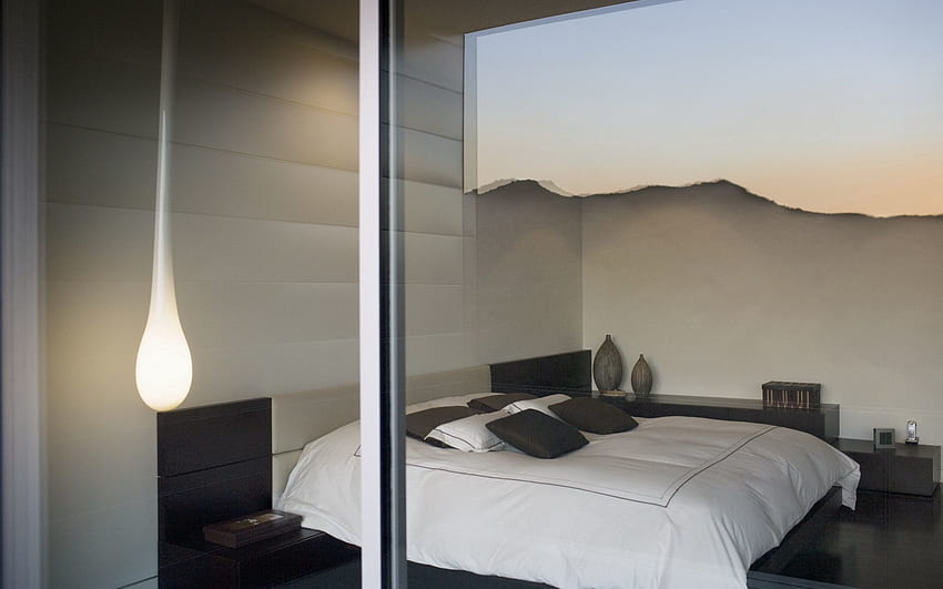 Interior, Reflection, , , Glass, Design, Lamp, Window, Room, Bed, Sleeping, Bedroom HD wallpaper