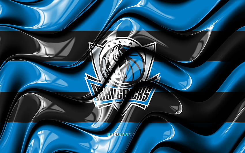 Dallas Mavericks bandeira, azul e preto 3D ondas, NBA, time americano de basquete, Dallas Mavericks logotipo, basquete, Dallas Mavericks papel de parede HD